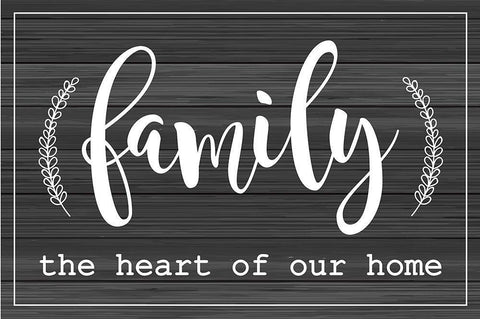 Family is the Heart of Our Home Black Ornate Wood Framed Art Print with Double Matting by ND Art