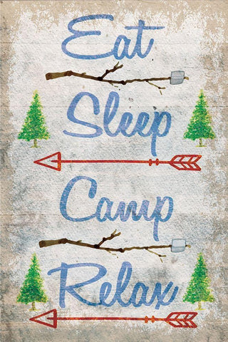 Eat, Sleep, Camp, Relax Black Ornate Wood Framed Art Print with Double Matting by ND Art