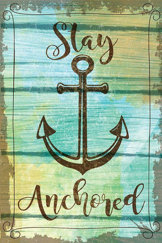 Stay Anchored Black Ornate Wood Framed Art Print with Double Matting by ND Art