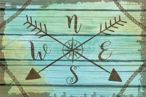 Compass Key Black Ornate Wood Framed Art Print with Double Matting by ND Art