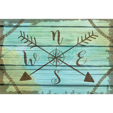 Compass Key Gold Ornate Wood Framed Art Print with Double Matting by ND Art