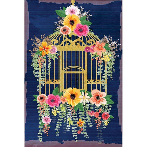 Bird Cage Gold Ornate Wood Framed Art Print with Double Matting by ND Art