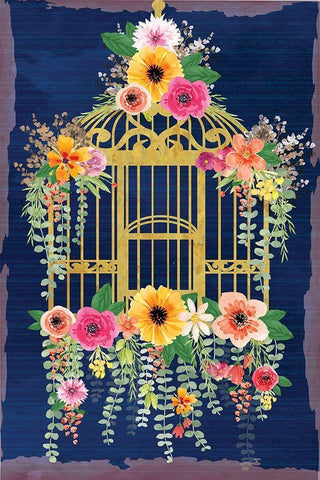 Bird Cage White Modern Wood Framed Art Print with Double Matting by ND Art