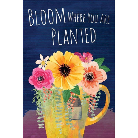 Bloom Where You Are Planted Black Modern Wood Framed Art Print by ND Art