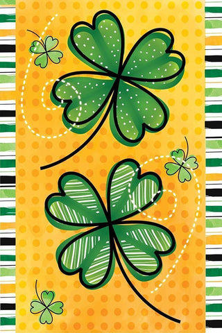 4 Leaf Clovers Black Ornate Wood Framed Art Print with Double Matting by ND Art