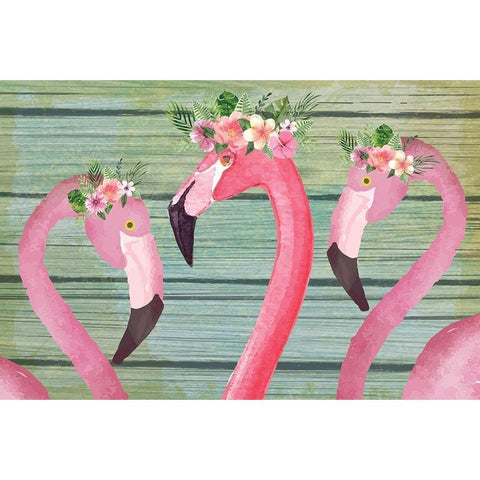 Flamingos Black Modern Wood Framed Art Print by ND Art