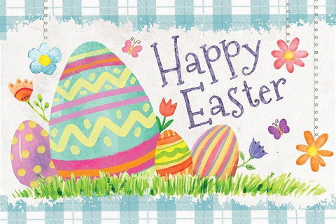 Happy Easter White Modern Wood Framed Art Print with Double Matting by ND Art