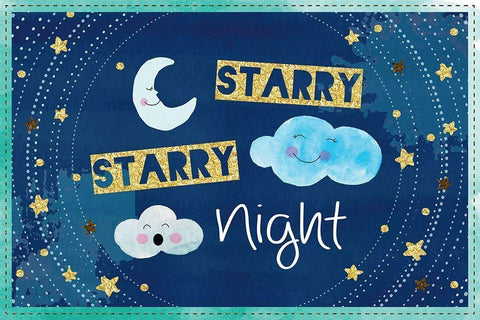 Starry Starry Night Black Ornate Wood Framed Art Print with Double Matting by ND Art