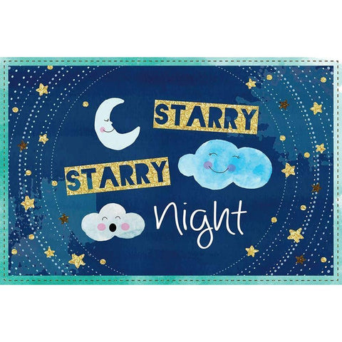 Starry Starry Night Black Modern Wood Framed Art Print with Double Matting by ND Art