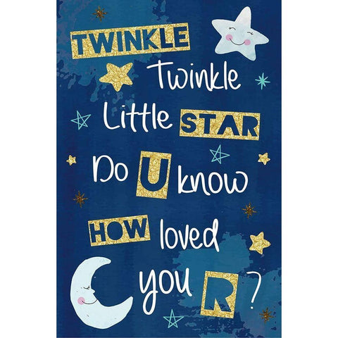 Twinkle Twinkle Little Star White Modern Wood Framed Art Print by ND Art