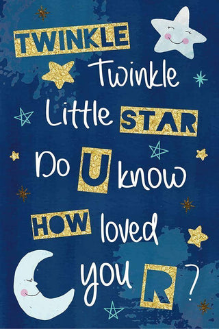Twinkle Twinkle Little Star Black Ornate Wood Framed Art Print with Double Matting by ND Art