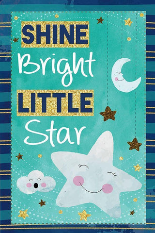 Shine Bright Little Star White Modern Wood Framed Art Print with Double Matting by ND Art