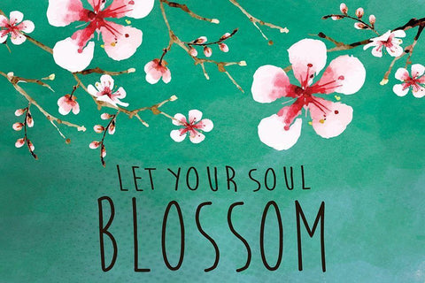 Cherry Blossoms White Modern Wood Framed Art Print with Double Matting by ND Art