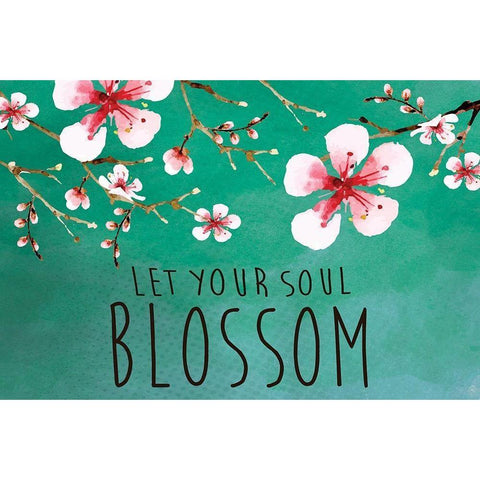 Cherry Blossoms Black Modern Wood Framed Art Print by ND Art