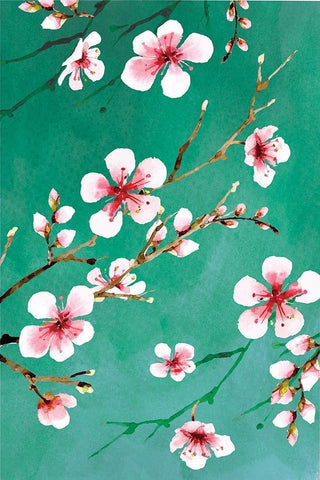 Cherry Blossoms III White Modern Wood Framed Art Print with Double Matting by ND Art