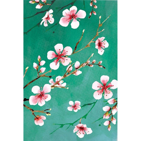 Cherry Blossoms III Black Modern Wood Framed Art Print with Double Matting by ND Art