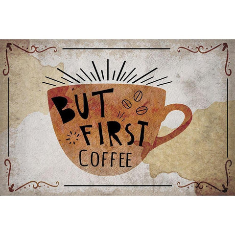 Coffee Typography II Gold Ornate Wood Framed Art Print with Double Matting by ND Art