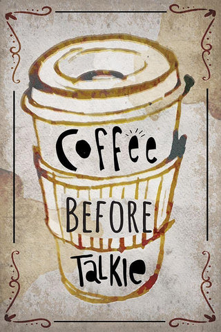 Coffee Typography III White Modern Wood Framed Art Print with Double Matting by ND Art