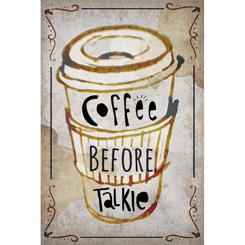 Coffee Typography III White Modern Wood Framed Art Print by ND Art
