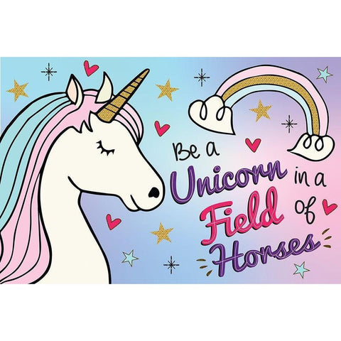 Be a Unicorn Black Modern Wood Framed Art Print with Double Matting by ND Art