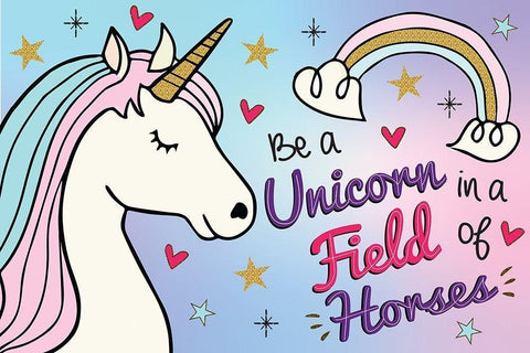 Be a Unicorn White Modern Wood Framed Art Print with Double Matting by ND Art