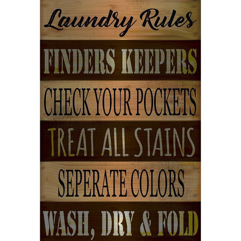 Laundry Rules Black Modern Wood Framed Art Print with Double Matting by ND Art