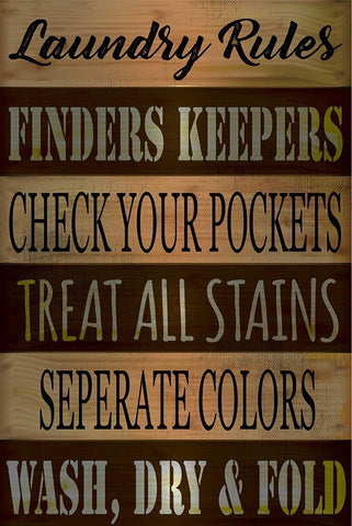 Laundry Rules White Modern Wood Framed Art Print with Double Matting by ND Art