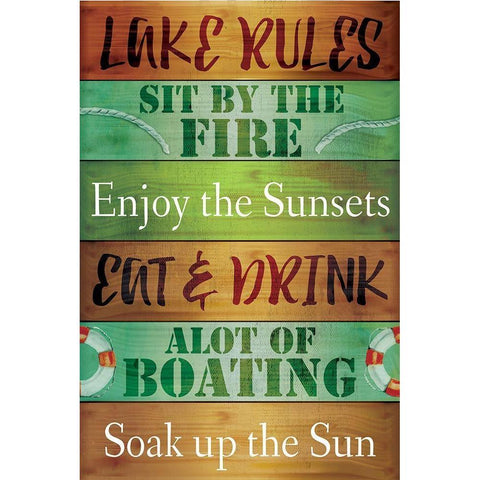 Lake Rules Gold Ornate Wood Framed Art Print with Double Matting by ND Art