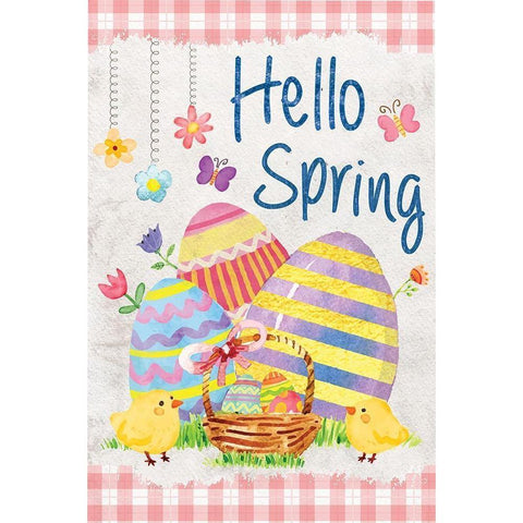 Hello Spring Black Modern Wood Framed Art Print by ND Art