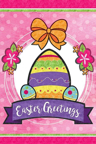 Easter Greetings White Modern Wood Framed Art Print with Double Matting by ND Art