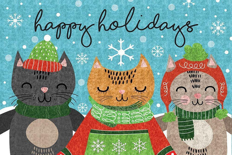 Happy Holidays Black Ornate Wood Framed Art Print with Double Matting by ND Art