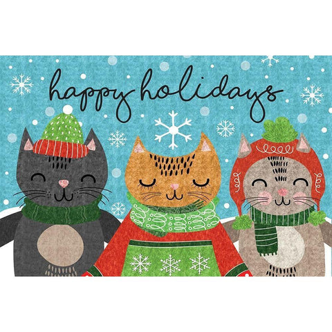 Happy Holidays Black Modern Wood Framed Art Print with Double Matting by ND Art