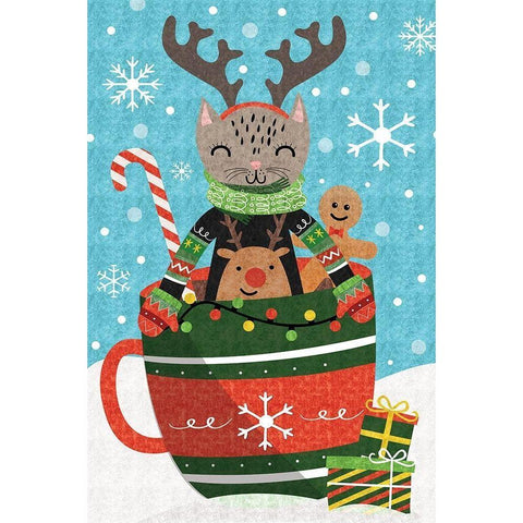 Holiday Mug Gold Ornate Wood Framed Art Print with Double Matting by ND Art