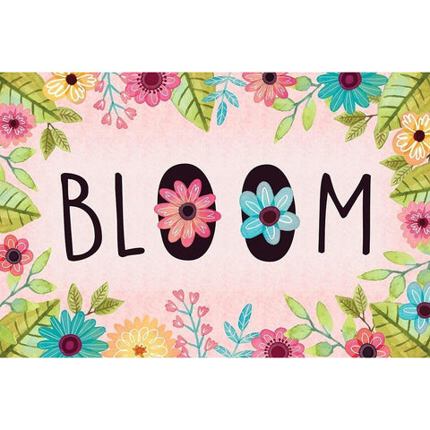 Bloom White Modern Wood Framed Art Print by ND Art