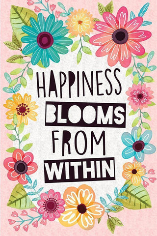 Happiness Blooms Black Ornate Wood Framed Art Print with Double Matting by ND Art