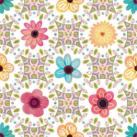 Full Bloom Pattern II Black Modern Wood Framed Art Print with Double Matting by ND Art