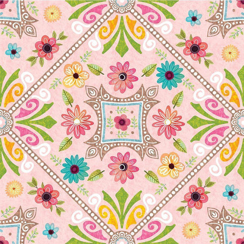 Full Bloom Pattern III White Modern Wood Framed Art Print with Double Matting by ND Art