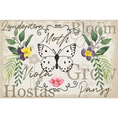 Spring Flowers Black Modern Wood Framed Art Print by ND Art