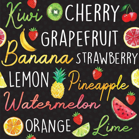 Summer Sweetness Pattern II Black Modern Wood Framed Art Print with Double Matting by ND Art