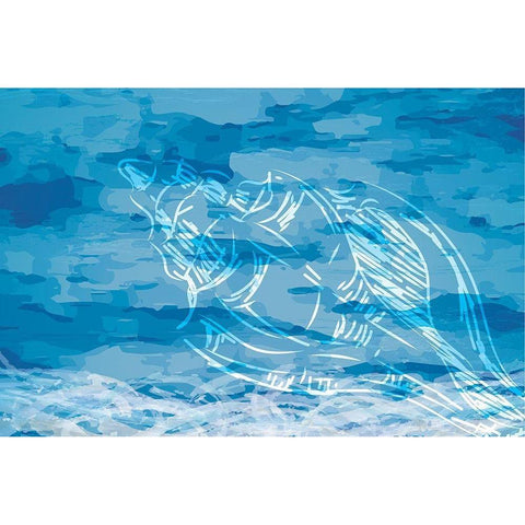 Blue Coastal Gold Ornate Wood Framed Art Print with Double Matting by ND Art