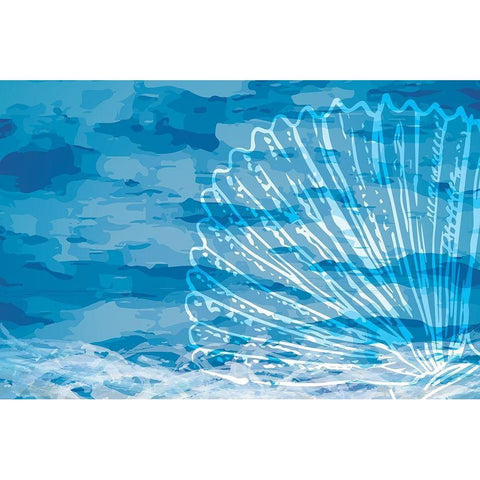 Blue Coastal III Gold Ornate Wood Framed Art Print with Double Matting by ND Art
