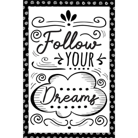 Follow Your Dreams White Modern Wood Framed Art Print by ND Art