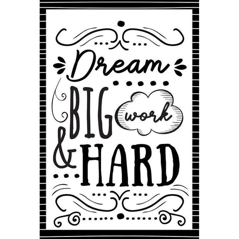 Dream Big White Modern Wood Framed Art Print by ND Art