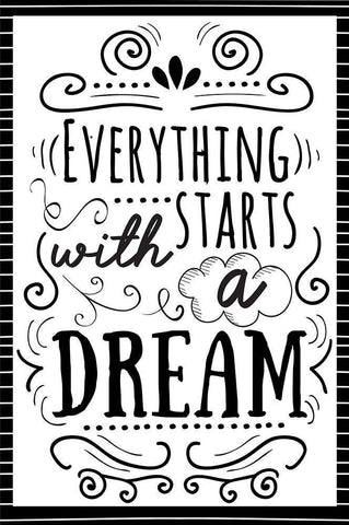 Everything Starts with a Dream White Modern Wood Framed Art Print with Double Matting by ND Art