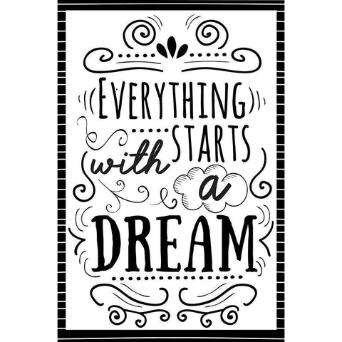 Everything Starts with a Dream Gold Ornate Wood Framed Art Print with Double Matting by ND Art