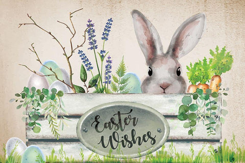 Easter Garden I Black Ornate Wood Framed Art Print with Double Matting by ND Art