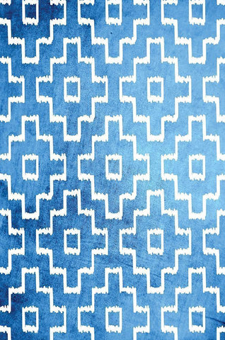 Blue and White VII Black Ornate Wood Framed Art Print with Double Matting by ND Art