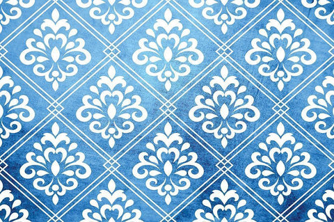 Blue and White IX Black Ornate Wood Framed Art Print with Double Matting by ND Art