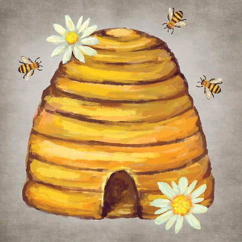 Bee and Willow II Black Ornate Wood Framed Art Print with Double Matting by ND Art
