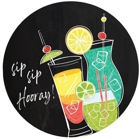 Sip Sip Hooray Plate II Black Ornate Wood Framed Art Print with Double Matting by ND Art